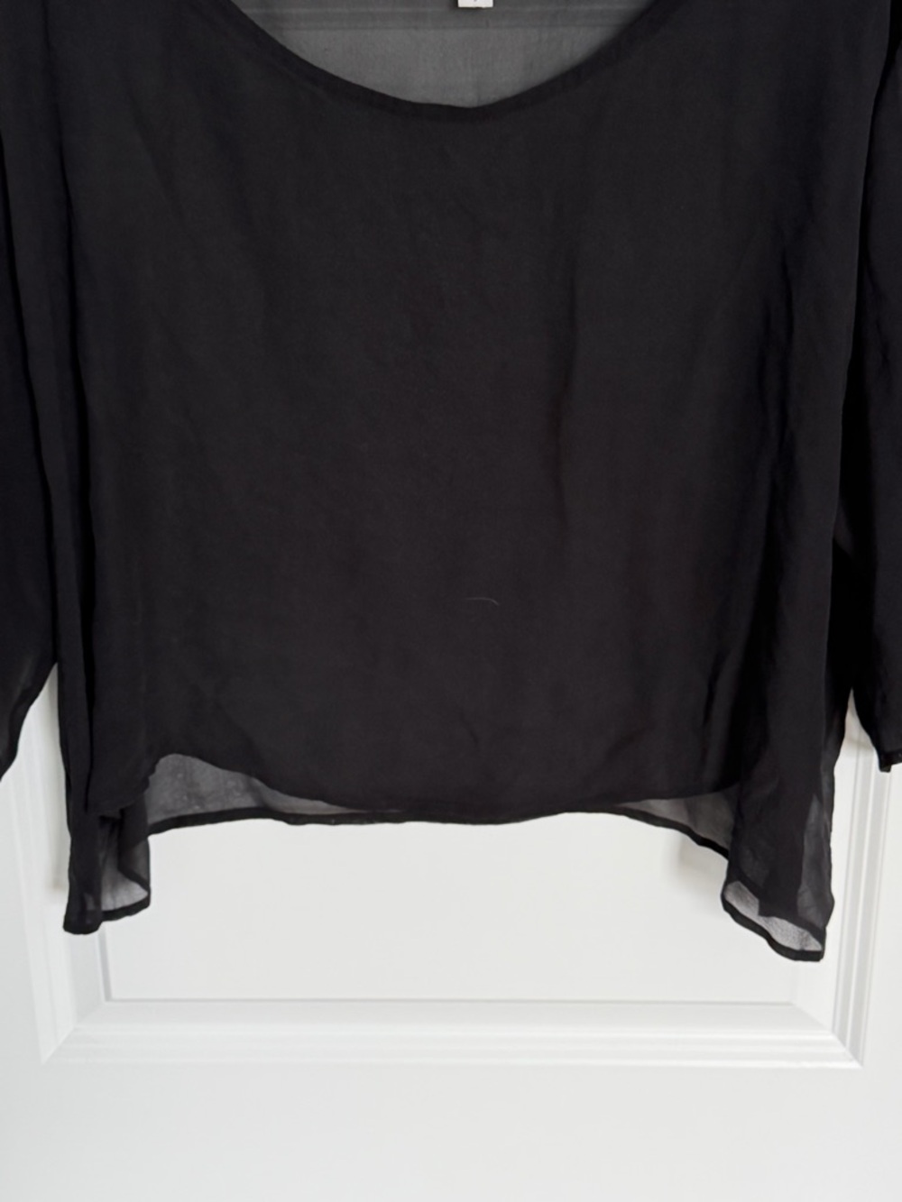Eileen Fisher Black Sheer Crop Women's Top Size Small 54581 - Picture 6 of 15